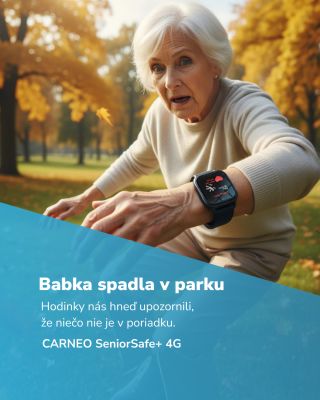 Babka spadla v parku. Hodinky Carneo SeniorSafe+ 4G nás okamžite upozornili, že sa niečo deje. Ticho? Už nie. Istota pre...
