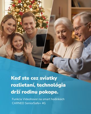 Cez sviatky sa nie vždy podarí stretnúť osobne, ale spojenie môžete cítiť aj na diaľku. CARNEO SeniorSafe+ 4G umožní...